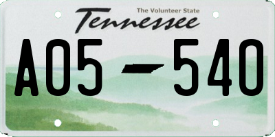 TN license plate A0554O