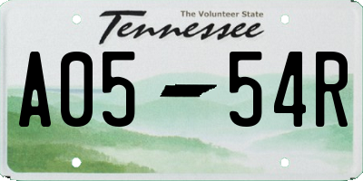 TN license plate A0554R