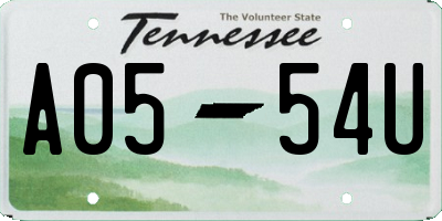 TN license plate A0554U