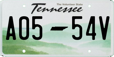 TN license plate A0554V