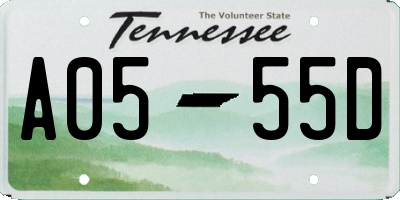 TN license plate A0555D