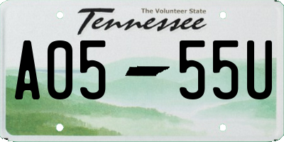 TN license plate A0555U