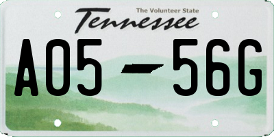 TN license plate A0556G