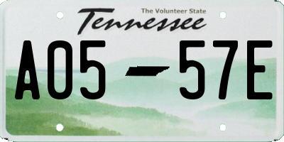 TN license plate A0557E