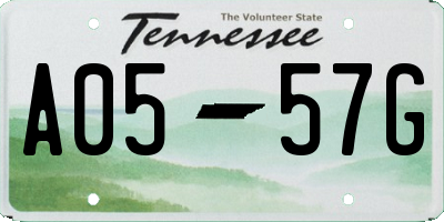 TN license plate A0557G