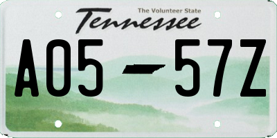 TN license plate A0557Z