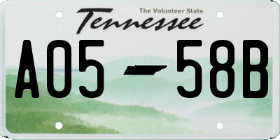 TN license plate A0558B
