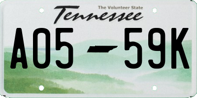 TN license plate A0559K