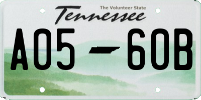 TN license plate A0560B