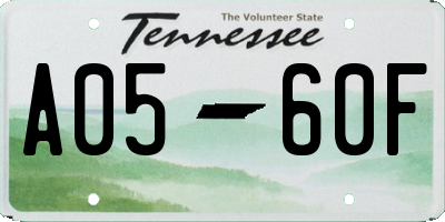 TN license plate A0560F