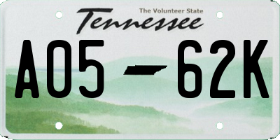TN license plate A0562K