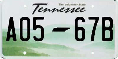 TN license plate A0567B