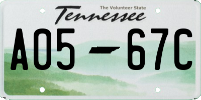 TN license plate A0567C