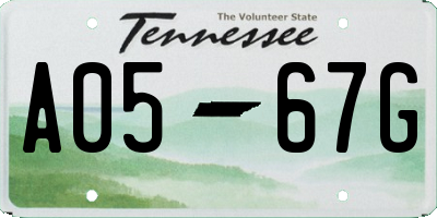 TN license plate A0567G