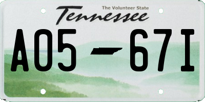 TN license plate A0567I