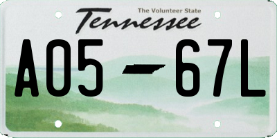 TN license plate A0567L