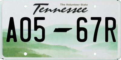 TN license plate A0567R