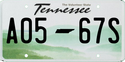 TN license plate A0567S