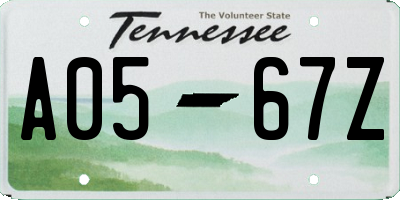 TN license plate A0567Z