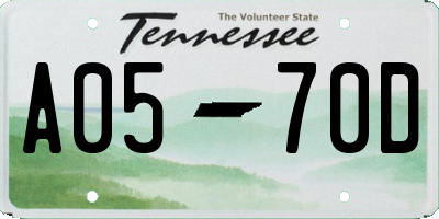 TN license plate A0570D