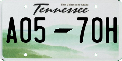 TN license plate A0570H