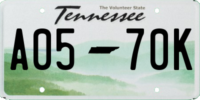 TN license plate A0570K