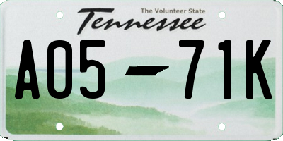 TN license plate A0571K