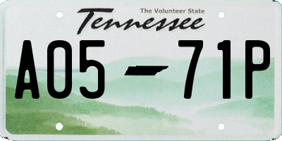 TN license plate A0571P