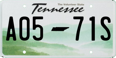 TN license plate A0571S