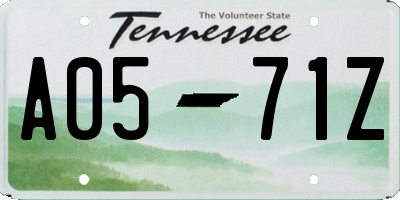 TN license plate A0571Z