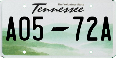 TN license plate A0572A