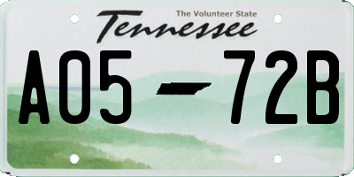 TN license plate A0572B