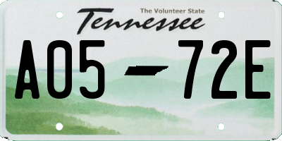 TN license plate A0572E