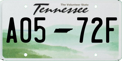 TN license plate A0572F