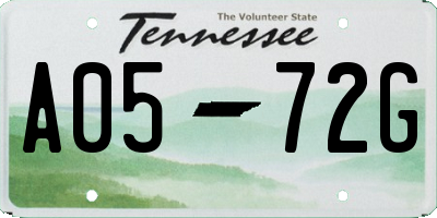 TN license plate A0572G