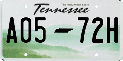 TN license plate A0572H