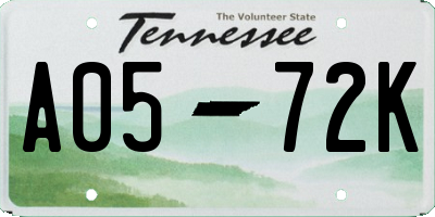 TN license plate A0572K