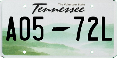 TN license plate A0572L