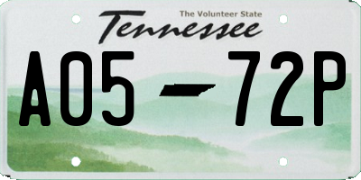 TN license plate A0572P