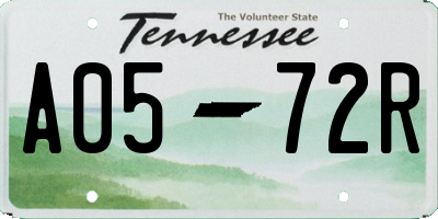 TN license plate A0572R