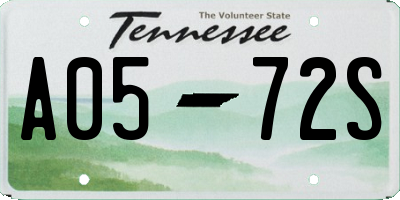 TN license plate A0572S