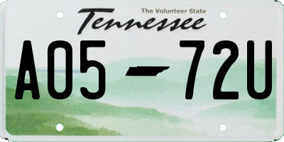 TN license plate A0572U