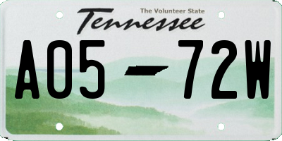 TN license plate A0572W