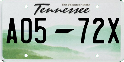 TN license plate A0572X