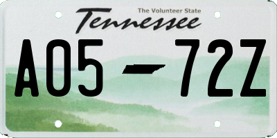 TN license plate A0572Z