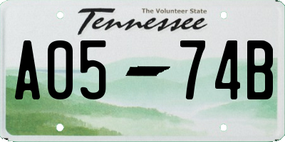 TN license plate A0574B