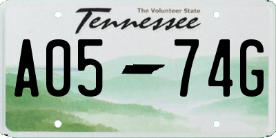 TN license plate A0574G