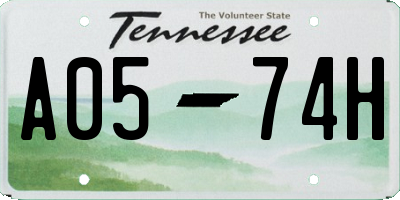 TN license plate A0574H