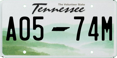 TN license plate A0574M