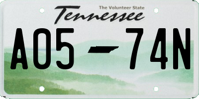 TN license plate A0574N